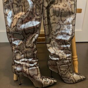 Larroude Kate Metallic Snakeskin boots